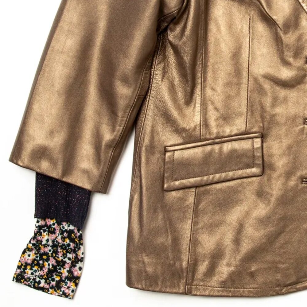 Vintage gold leather jacket with Hysteric Glamour Andy Warhol patch - Picture 8 of 10